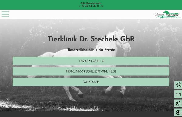 Vorschau von www.equopark-stechele.de, Tierärztliche Klinik Dr. Maximilian Stechele