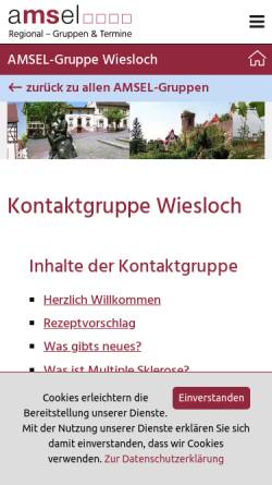 Vorschau der mobilen Webseite www.amsel.de, Die Selbsthilfeorganisation Multipler Sklerose Erkrankter