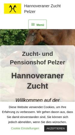 Vorschau der mobilen Webseite www.zuchthof-pelzer.de, Zucht- und Pensionshof Pelzer