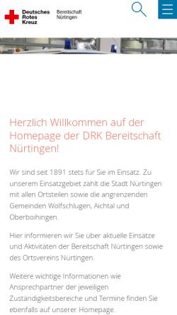 Vorschau der mobilen Webseite www.drk-nuertingen.de, DRK Nürtingen