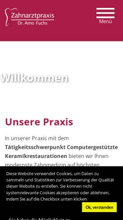 Vorschau der mobilen Webseite www.zahnarztpraxis-fuchs.de, Zahnarztpraxis Fuchs
