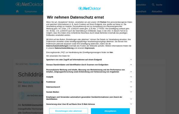 Vorschau von www.netdoktor.de, Netdoktor: Schilddrüsenunterfunktion