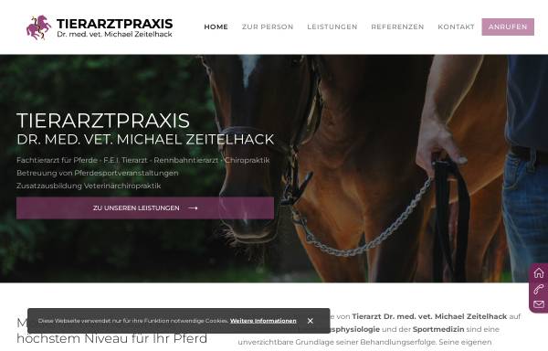 Vorschau von www.zeitelhack.info, Tierärztliche Klinik für Pferde München-Riem