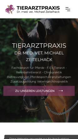 Vorschau der mobilen Webseite www.zeitelhack.info, Tierärztliche Klinik für Pferde München-Riem