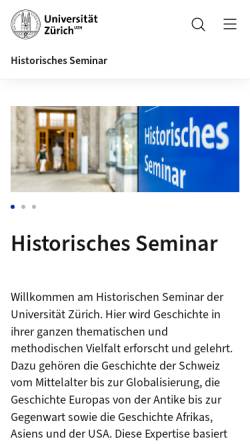 Vorschau der mobilen Webseite www.hist.uzh.ch, Historisches Seminar der Universität Zürich