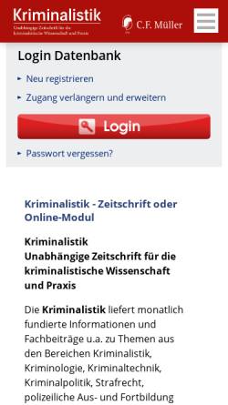 Vorschau der mobilen Webseite www.kriminalistik.de, Kriminalistik