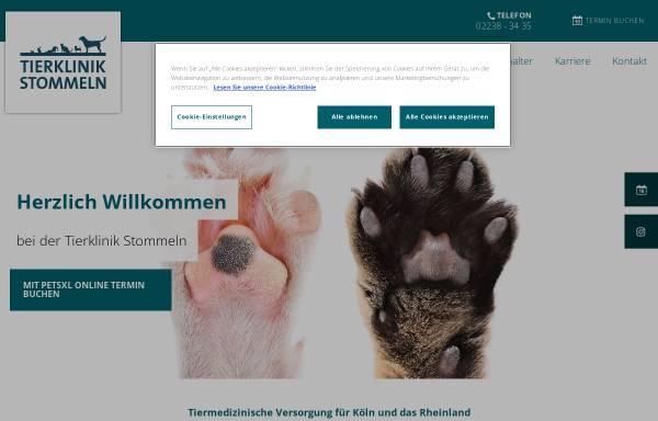 Vorschau von www.tierklinik-stommeln.de, Tierklinik Stommeln | Fach- und Notfallklinik für Kleintierkrankheiten und Chirurgie