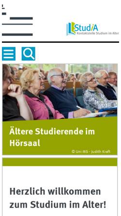Vorschau der mobilen Webseite www.uni-muenster.de, Studium im Alter