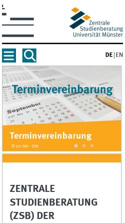 Vorschau der mobilen Webseite zsb.uni-muenster.de, Zentrale Studienberatung der Westf. Wilhelms-Universität Münster