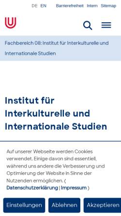 Vorschau der mobilen Webseite www.iniis.uni-bremen.de, Institut für Interkulturelle und Internationale Studien (InIIS) der Universität Bremen