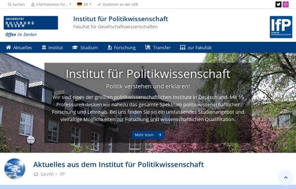 Vorschau von www.uni-due.de, Institut für Politikwissenschaft der Universität Duisburg-Essen
