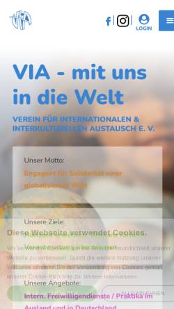 Vorschau der mobilen Webseite www.via-ev.org, VIA e. V. - Verein für internationalen und interkulturellen Austausch