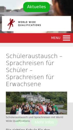 Vorschau der mobilen Webseite www.schuelerweltweit.de, World Wide Qualifications