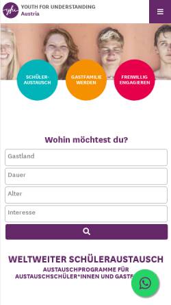 Vorschau der mobilen Webseite www.yfu.at, YFU (Österreich)