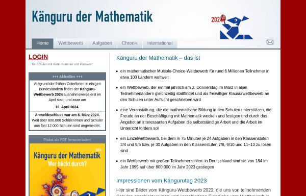 Vorschau von www.mathe-kaenguru.de, Känguru der Mathematik e.V.
