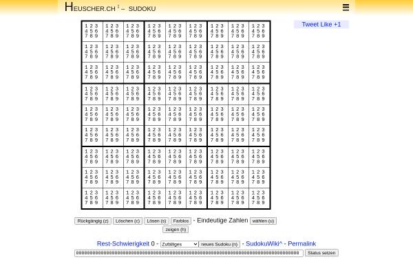Vorschau von www.heuscher.ch, Sudoku-Lösungshilfe