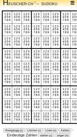 Vorschau der mobilen Webseite www.heuscher.ch, Sudoku-Lösungshilfe