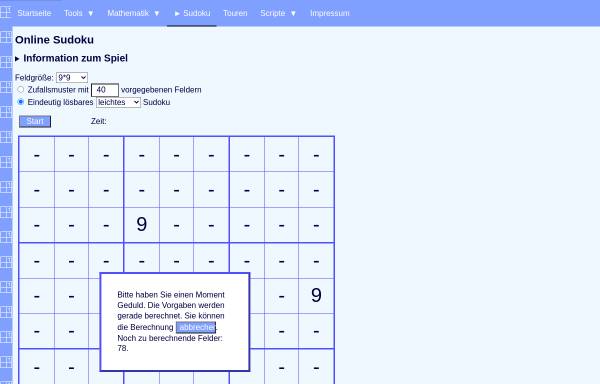 Vorschau von www.j-berkemeier.de, Online Sudoku