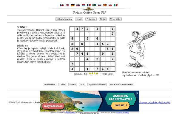 Vorschau von rahan.wz.cz, Sudoku Online Game