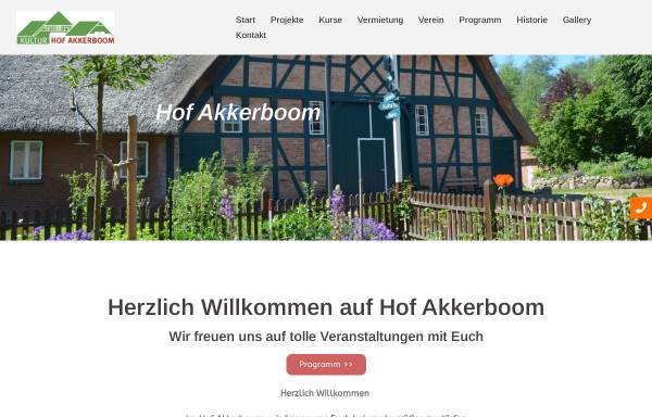 Vorschau von www.hof-akkerboom.de, Hof Akkerboom mit Kulturscheune