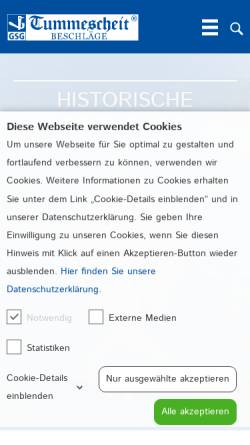 Vorschau der mobilen Webseite tummescheit.de, Tummescheit Beschläge GmbH