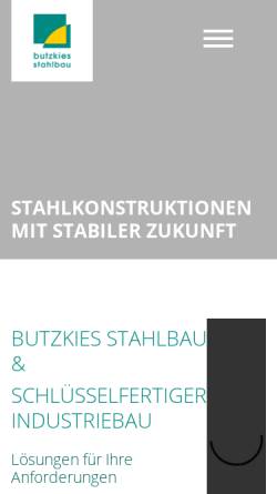 Vorschau der mobilen Webseite www.butzkies.de, Butzkies Stahlbau GmbH