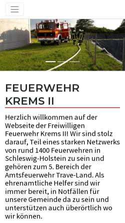 Vorschau der mobilen Webseite feuerwehr-krems-2.de, Freiwillige Feuerwehr Krems II