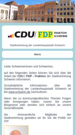Vorschau der mobilen Webseite www.cdu-schwerin.de, CDU Schwerin