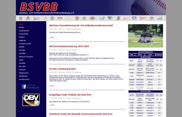 Vorschau von www.bsvbb.de, Baseball- und Softball-Verband Berlin/Brandenburg