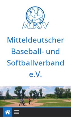 Vorschau der mobilen Webseite www.mbsv.de, Mitteldeutscher Baseball- und Softball-Verband