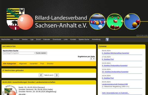 Vorschau von blv-sa.de, Billard Landesverband Sachsen-Anhalt 1990 e. V.
