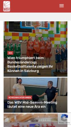 Vorschau der mobilen Webseite www.basketballwien.at, Wiener Basketball Verband ( WBV )