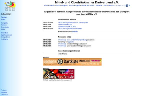 Vorschau von www.mofdv.de, Mittel- und Oberfränkischer Dartverband e.V.