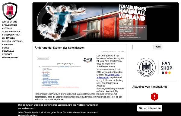 Vorschau von www.hamburgerhv.de, Hamburger Handball-Verband e. V.