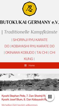 Vorschau der mobilen Webseite www.butokukai.de, Kampfkunst-Verband Butokukai Germany e.V.