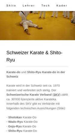 Vorschau der mobilen Webseite www.shitoryu.ch, Schweizerischer Shito Karate Verband