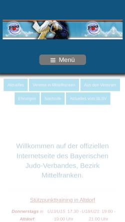 Vorschau der mobilen Webseite www.judo-mittelfranken.de, Judobezirk Mittelfranken