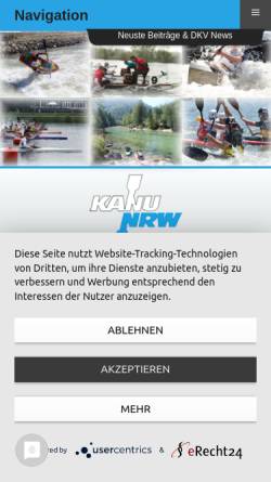 Vorschau der mobilen Webseite www.kanu-nrw.de, Kanu-Verband Nordrhein-Westfalen e.V.