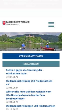 Vorschau der mobilen Webseite www.lkv-nds.de, Landes-Kanu-Verband Niedersachsen e.V.