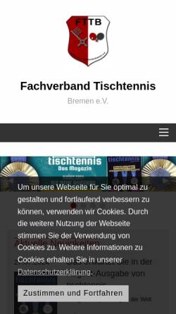 Vorschau der mobilen Webseite www.fttb.de, Fachverband Tischtennis Bremen FTTB