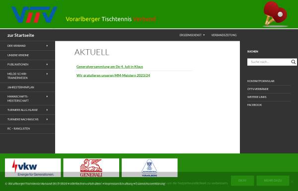 Vorschau von www.vorarlberger-tischtennis-verband.at, Vorarlberger Tischtennisverband