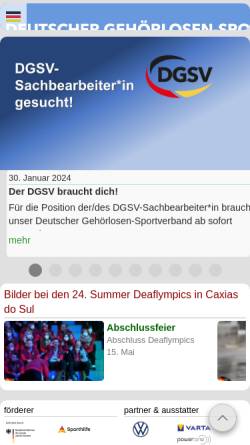 Vorschau der mobilen Webseite www.dg-sv.de, Deutscher Gehörlosen-Sportverband e.V.