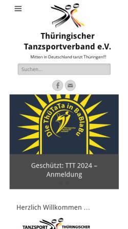 Vorschau der mobilen Webseite www.ttsv-tanzen.de, Thüringischer Tanzsportverband e.V. (TTSV)