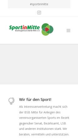Vorschau der mobilen Webseite sportinmitte.de, Arbeitsgemeinschaft Sport in Mitte e.V.