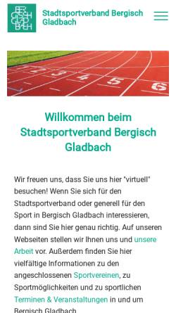 Vorschau der mobilen Webseite www.stadtsportverband-gl.de, Stadtsportverband Bergisch Gladbach