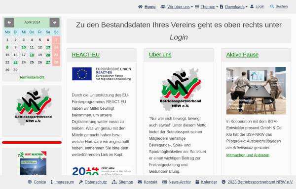 Vorschau von www.betriebssport-nrw.de, Westdeutscher Betriebssportverband e.V.