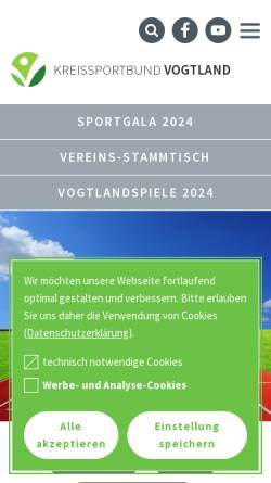 Vorschau der mobilen Webseite ksb-vogtland.de, Kreissportbund Vogtland e.V.