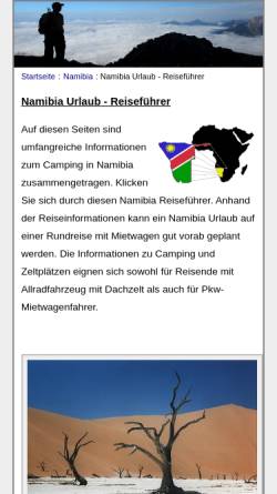 Vorschau der mobilen Webseite www.thomasrichter.de, Camping in Namibia [Thomas Richter]