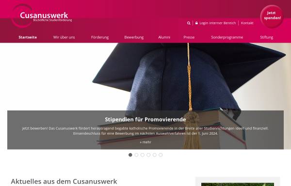 Vorschau von www.cusanuswerk.de, Cusanuswerk: