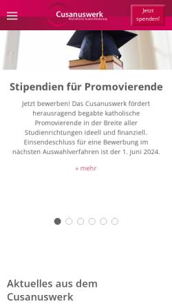 Vorschau der mobilen Webseite www.cusanuswerk.de, Cusanuswerk: